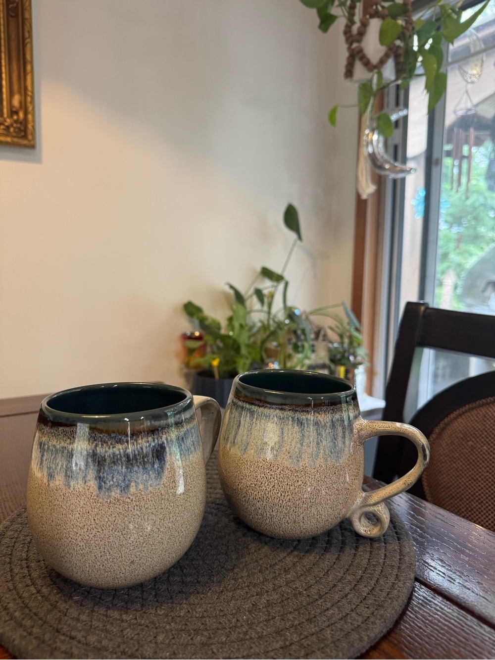 Handmade Drip-Glaze Stoneware Mug - Blue and Tan